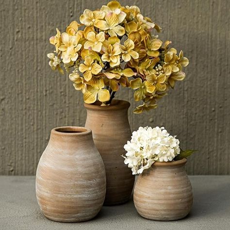 Amazon.com: Ceramic Rustic Vase Set, Small Boho Vases for Country Home Decoration, Terracotta Vase with Handle,Farmhouse Decoration, Home Decorations for Living Room Decor, Mantle & Shelf Decor. : Home & Kitchen Teracota Vase, Mantle Shelf Decor, Decoration Terracotta, Boho Vases, Fall Tray Decor, Earthy Ceramics, Fall Tray, Decorations For Living Room, Boho Vase