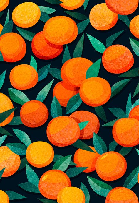 Anastazi Li on Behance Pattern Design Inspiration, Fruit Wallpaper, Fruit Illustration, Orange Wallpaper, Fruit Pattern, Monoprint, Fabric Pattern, Pattern Illustration, Surface Pattern Design