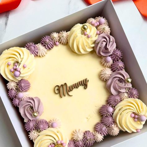 Flat Birthday Cake, Square Sheet Cake, Birthday Cake Square Shape, Birthday Cake For Women Square, Purple Square Cake Birthday, Butterfly Birthday Cake Rectangle, Write Name On Birthday Cake, Flat Cake, 13 Cake