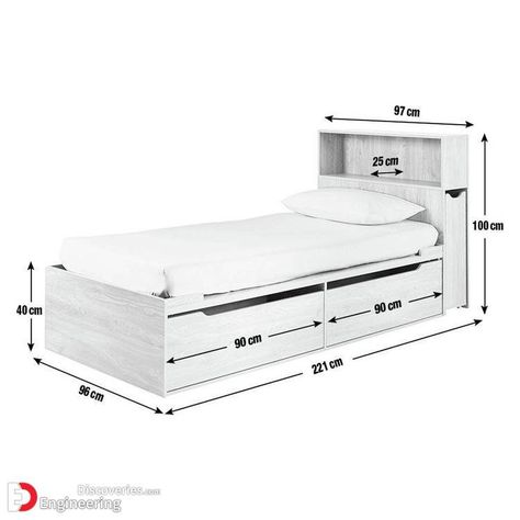 Standard Dimensions And Sizes For Different Types Of Furniture - Engineering Discoveries Storage Unit Sizes, Bed Headboard Storage, White Cabin, Bed Frame Design, Cabin Bed, Kids Mattress, Kids Beds, Dekorasi Kamar Tidur, Kids Headboard