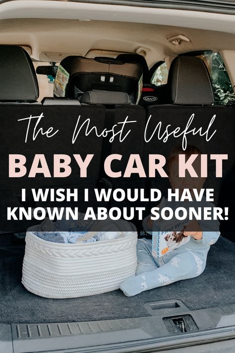 What a great mom hack! I hate lugging around a diaper bag so this baby car kit idea is genius! Baby Emergency Kit, Car Essentials For Kids, Mom Car Accessories, Car Accessories For Moms, Newborn Car Organization, Mom Car Must Haves, Car Must Haves For Moms, Baby Car Accessories, Baby Car Essentials