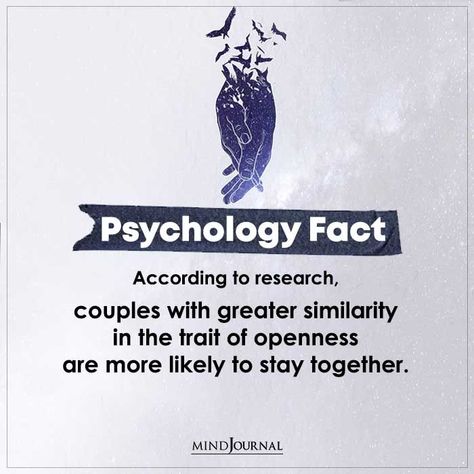 According to research, couples with greater similarity in the trait of openness are more likely to stay together. #facst #psychology Interesting Facts About Humans, Psychology Notes, Mental Health Education, Facts About Humans, Basic Anatomy And Physiology, Spiritual Psychology, Brain Facts, Indian History Facts, Psychology Says