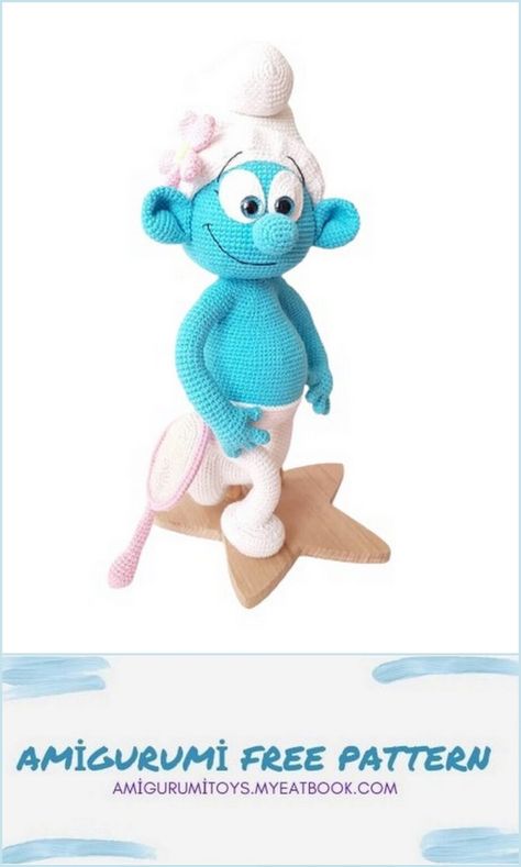 Amigurumi Smurf Free Pattern - Amigurumi toys Amigurumi Cartoons, Happy Sunflower, Crochet Bird Patterns, Disney Crochet Patterns, Dog Amigurumi, Crochet Christmas Gifts, Easy Crochet Animals, Halloween Crochet Patterns, Crochet Teddy