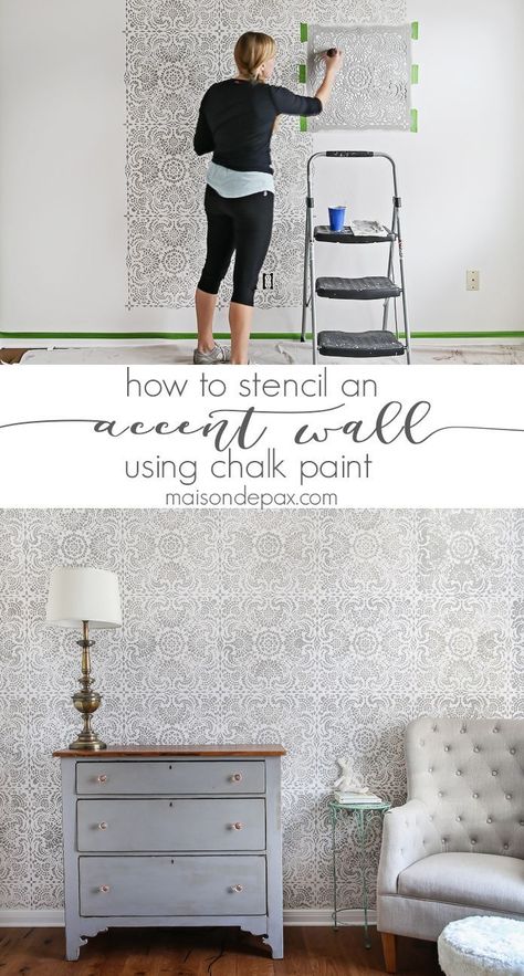 How to stencil an accent wall using chalk paint: all the materials you need, instructions, tips and tricks to create a beautiful accent wall | maisondepax.com Using Chalk Paint, Palette Design, Interior Paint Colors, Design Del Prodotto, Bedroom Paint, Stencils Wall, Living Room Paint, Accent Walls, Room Paint