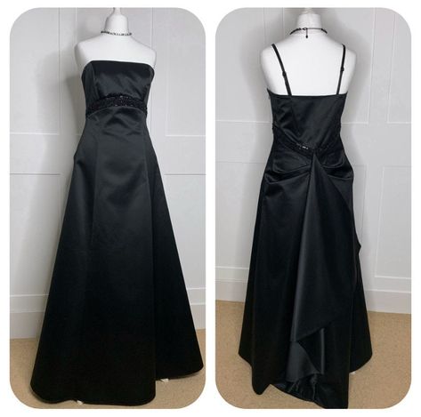 1990s Prom Dress, Vintage Dresses For Sale, 1990s Dress, Strapless Prom Dresses, Prom Dresses Vintage, Quality Dresses, Black Satin Dress, Pretty Prom Dresses, Black Tie