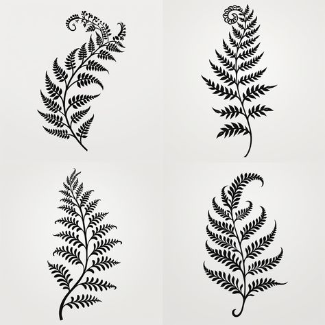 Leaf Pattern Tattoo, Hawaiian Fern Tattoo, New Zealand Fern Tattoo, Fern Linocut, Small Fern Tattoo, Fern And Flower Tattoo, Fern Outline, Garden Fairy Tattoo, Fern Leaf Tattoo