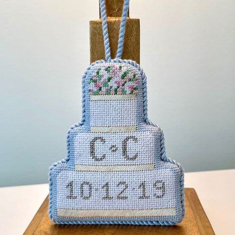 The Village Ewe - Needlepoint | Congrats to Caitlin on the finish of her lovely "Wedding Cake" #needlepointornament and, more importantly, to her and her husband on their… | Instagram Needle Point Ideas, Needlepoint Projects, Needlepoint Wedding, Finished Needlepoint Projects, Wedding Needlepoint, Needlepoint Stand Up Finishing, Finishing Needlepoint Ornaments, Needlepoint Kits Needlepoint For Fun, Needlepoint Canvases Needlepoint For Fun