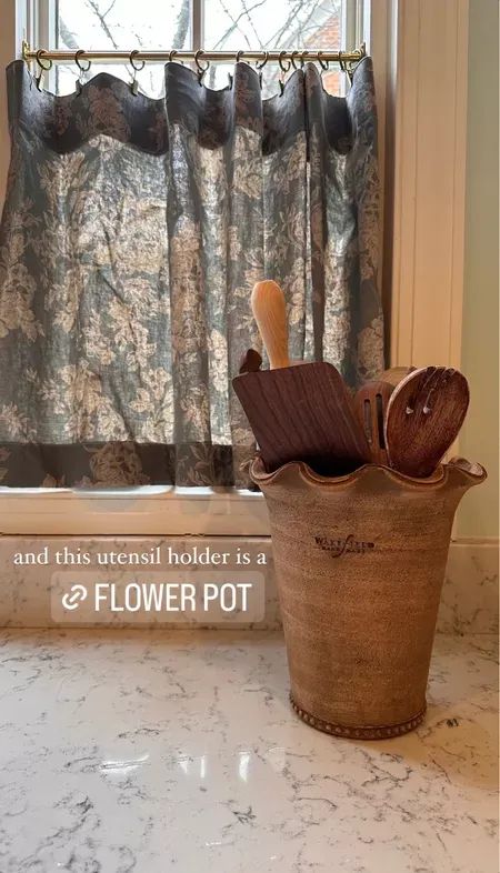 Flower pot that I’m using as a utensil holder   #LTKhome European Cottage, Craftsman Bungalows, Favorite Flower, Wakefield, Utensil Holder, Handmade Clay, Flower Pot, Kitchen Inspirations, Vintage Charms