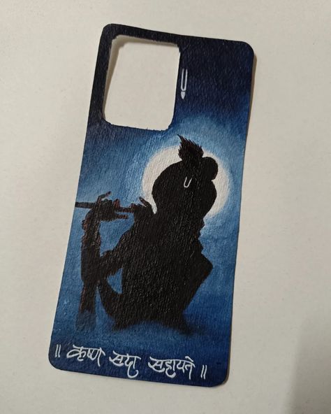 Shri Krishna mobile cover painting 🎨 Phone Cover Aesthetic Painting, Aesthetic Krishna Painting, Drawing For Mobile Cover, Aesthetic Backcover Phone Diy, Krishna Mobile Cover, Shri Krishna Painting, Radha Krishna Phone Cover, Drawing For Phone Cover, Krishna Phone Cover