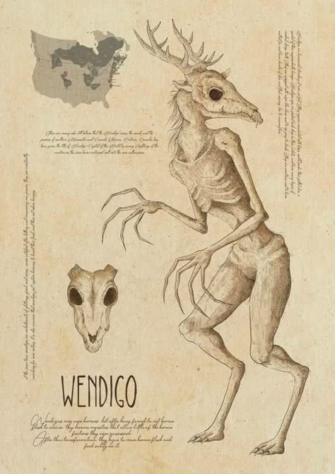 Magical Creatures Mythology, Mystical Creatures Mythology, Fantasy Creatures Mythology, The Wendigo, American Folklore, Mythological Creature, Myths & Monsters, Mythical Monsters, Using Procreate