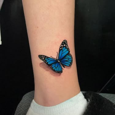 Black And Blue Butterfly Tattoo, Blue Morpho Butterfly Tattoo, Tattoo Ideas Delicate, Ankle Tattoo Ideas For Women, Butterfly Tattoo Ideas For Women, Morpho Azul, Tattoo Borboleta, Butterfly Ankle Tattoos, Ankle Tattoo Ideas