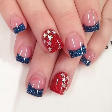 PRICES MAY VARY. 4th of July Nails Kits: You will get 24pcs different size Independence Day press on nails+24pcs of jelly glue stickers+1pcs mini nail file+1pcs wooden stick. Easy to use and you can easily create unique 4th of July nail art. Easy to Use: Just choose the nail piece that suits you, polish the nail bed, paste the jelly glue we give away, and press trendy nails for 30s to get the independence day manicure decorations that girls like. Reusable: 4th of July stick on nails are made of Nails Short Square, Press On Nails Short, Nails French, Nails Short, False Nails, Glue On Nails, Fake Nails, Independence Day, Press On Nails