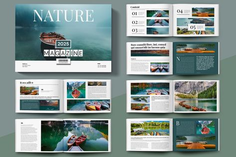 Nature Magazine Layout Landscape , Print Templates ft. clean & company - Envato Magazine Layout Landscape, Article Ideas, Nature Magazine, Layout Landscape, Indesign Magazine, Fashion Magazine Layout, Newspaper Template, Magazine Article, Cleaning Companies