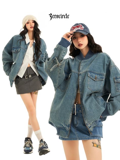 K Pop Denim Outfit, Felix Outfits Inspired, Korean Retro Outfits, New Jeans Outfit Inspo Kpop, New Jeans Inspired Outfit, Denim Jacket Women Outfit, Denim Jacket Women, Stage Outfits, Korean Outfits