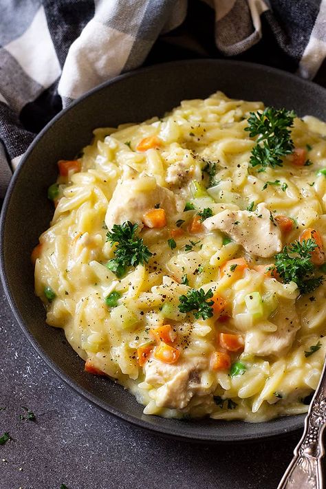 Creamy Chicken Orzo, Family Recipies, Orzo Dishes, Chicken Veggies, Orzo Recipes, Chicken Orzo, Pot Roast Slow Cooker, Orzo Pasta, Favorite Meals