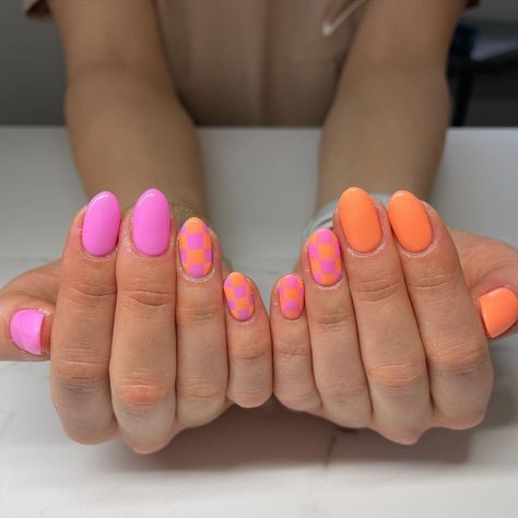 Checkered Nails, Teen Nails, Summery Nails, Cute Gel Nails, Bright Nails, Short Acrylic Nails Designs, Fire Nails, Funky Nails, Pretty Acrylic Nails