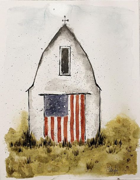 The Vintage Pebble Farmhouse Watercolor Paintings, Outdoor July 4th Decor, Red White Blue Painting, Vintage American Flag Art, Quilt Pictures Ideas, American Flag Watercolor Painting, 4th Of July Watercolor Paintings, America Painting Ideas, Country Canvas Painting Ideas