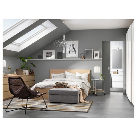 Malm Bedroom Ideas Oak, Malm White Stained Oak, Ikea Malm White, Malm Bed Frame, High Bed Frame, Ikea Malm Bed, Bedroom Ikea, Malm Bed, Design Ložnic