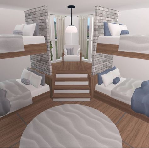 One Floor Bloxburg House Ideas, 4 By 4 Bloxburg Bedroom, House Room Ideas Bloxburg, Bloxburg Bunkbed Ideas, Roblox Bloxburg House Ideas Layout Big 2 Story, Bloxburg Room Designs, Club Roblox House Layout, Bloxburg Sleepover Room, Bloxburg Yoga Room