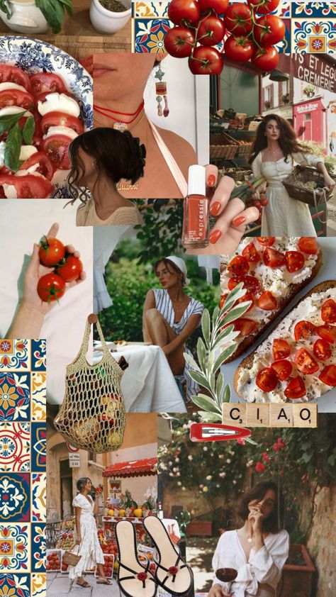 #tomatogirl #tomatogirlaesthetic #redaesthetic #italianaesthetic #brunette #tomato #vibe #aesthetic #art #wallpaper #moodboard #redaesthetic #soft #softred #beauty #vintage #vintagegirl Italian Aesthetic Outfit, Aesthetic Art Wallpaper, Tomato Girl, Italian Party, Italian Aesthetic, Vibe Aesthetic, Collage Board, Italy Holidays, Bridal Shower Tea