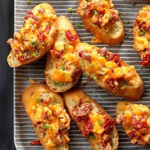 Smoked Pimiento Cheese Crostini Recipe: How to Make It Best Quiche Lorraine Recipe, Luncheon Recipes, Almond Cheese, Quiche Lorraine Recipe, January Ideas, Football Ideas, New Years Eve Food, Crostini Recipes, Hot Appetizers