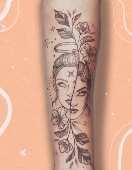 Gemini’s changeable variation gives them a perfect base for Gemini tattoos – they can be versatile, inquisitive, deep, but fun and never boring. Gemini Tattoos, Gemini Tattoo Designs, Twin Tattoos, Cute Hand Tattoos, Mom Tattoo Designs, Women Back, Gemini Tattoo, Zodiac Tattoos, Leg Tattoos Women