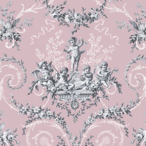 TheVintageCollection Toile Wallpaper | Wayfair Toile Wallpaper, Bear Paintings, Smooth Wallpaper, English Decor, Miniature Printables, Vintage Angel, Collage Background, Decoupage Vintage, Hermes Scarf