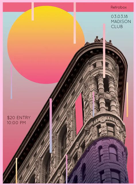 Club Party Flyer Poster Template PSD Architecture Events, Collage Architecture, Club Party Flyer, Mises En Page Design Graphique, Gfx Design, Club Poster, Poster Music, Magazine Layout Design, Graphic Poster Art