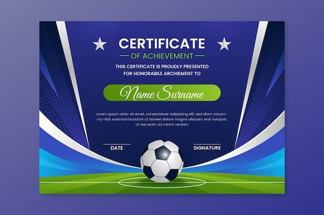 Sports Certificate Design, Sports Day Certificates, Awards Certificates Design, Sports Certificate, Tarpaulin Design, Soccer Awards, Diploma Design, National Sports Day, Award Template