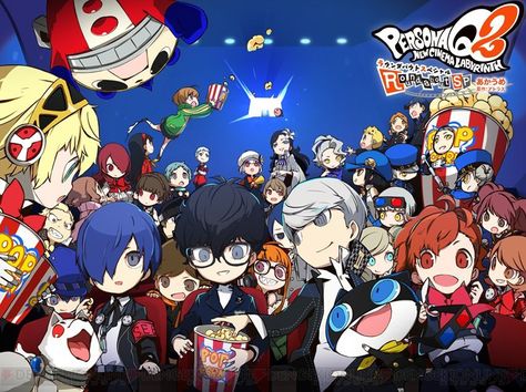 “Persona Q2: New Cinema Labyrinth - Key Art ” Persona Q2, Persona Crossover, Persona 3 Portable, Persona Q, Persona 5 Joker, Shin Megami Tensei Persona, New Cinema, Megami Tensei, Shin Megami Tensei