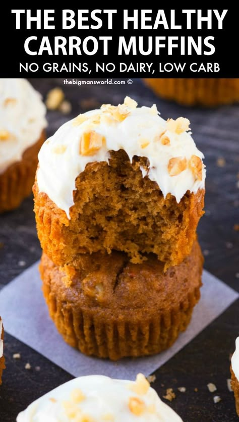 Healthy Carrot Muffins, Healthy Carrot Cake Muffins, Healthy Low Fat Recipes, Low Carb Low Fat Recipes, Carrot Cake Muffins, Healthy Carrot Cakes, Carrot Muffins, Low Carb Muffins, No Carb Recipes