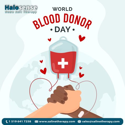 #WorldBloodDonorDay2021 A drop of donated blood is a fresh breath of life.😇 Today is Blood Donor Day.🥰 Happy Blood Donor Day!!!😍 #SalineTherapy #SaltTherapy #HomeSaltTherapy #HappyBloodDonorDay #BloodDonorDay2021 World Red Cross Day Poster, World Blood Donor Day Poster, Blood Donor Day Poster, Blood Donation Poster, Red Cross Day, Blood Donation Posters, Blood Donation Day, Medical Flyer, World Blood Donor Day