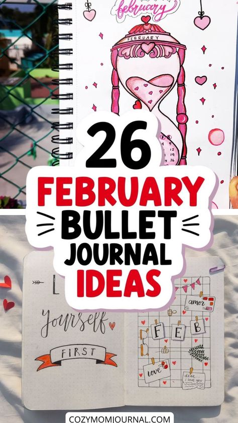 Unique February bullet journal ideas featuring pretty journal spreads and creative bujo inspiration for a standout month. February Bujo Theme, Boyfriend Journal Pages, February Journal Ideas, February Bullet Journal Ideas, Creative Journal Ideas, February Bullet Journal, February Calendar, Journal Ideas Templates, Bullet Journal Ideas Templates