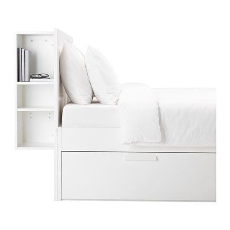 Does anyone have a solution for making the entire top of the IKEA Brimnes headboard either removable or hinged so that it could flip up? Brimnes Headboard, Headboard Hack, Brimnes Bed, Ikea Brimnes, Bed Frame With Storage Headboard, Daybed Couch, Head Boards, Headboard Queen, Storage Headboard