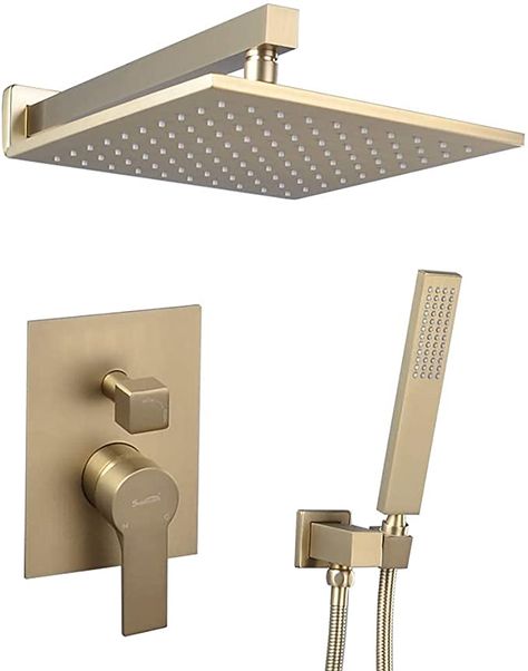 Gold Shower Fixtures, Toto Washlet, Bathroom Shower Faucets, Shower Box, Gold Shower, Master Shower, Fixed Shower Head, Shower Fixtures, Shower Holder