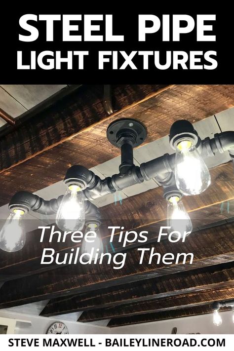 Industrial Bathroom Lighting Ideas, Pipe Lighting Ceiling, Diy Pipe Light Fixture, Light Fixtures Diy, Black Pipe Lights, Steampunk Light Fixtures, Pipe Lighting Fixture, Industrial Pipe Light, Pipe Lights