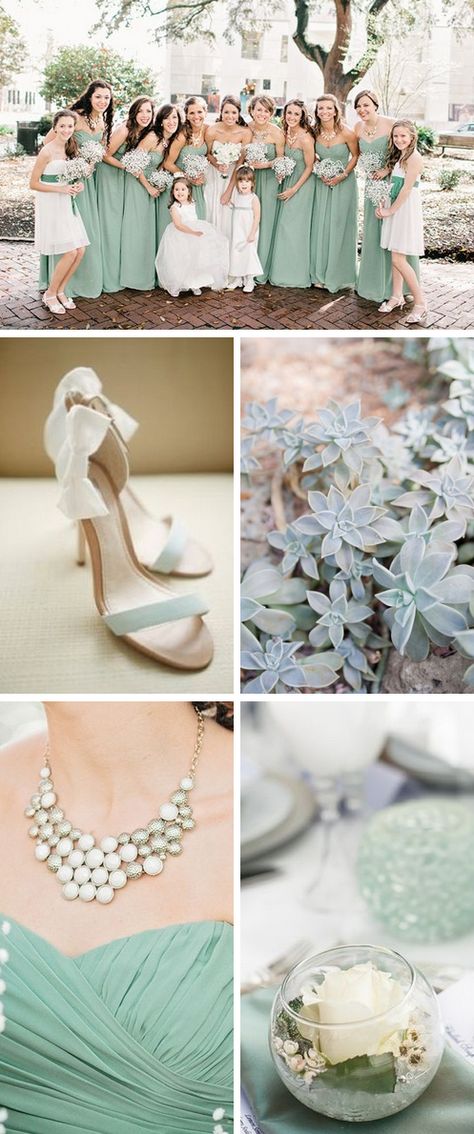 Grayed Jade Wedding Inspiration Jade Wedding Colors, Seaglass Wedding, Jade Wedding, Beach Wedding Decorations Reception, Wedding Color Inspiration, Mint Wedding, Wedding Theme Colors, Wedding Inspiration Board, Wedding Color Schemes