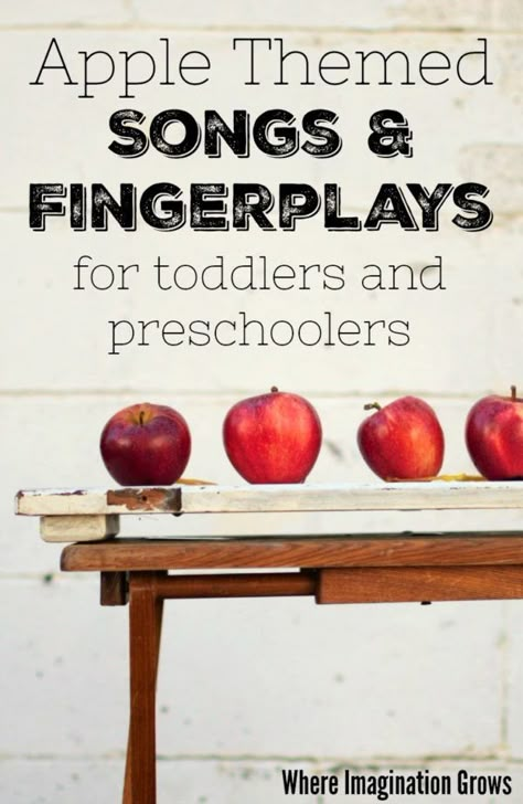 Apple themed songs and fingerplays for toddlers and preschoolers! Fingerplays For Toddlers, Apple Songs, Apple Lesson Plans, Preschool Apple Activities, Preschool Apples, Apple Song, Preschool Apple Theme, September Preschool, Apple Week