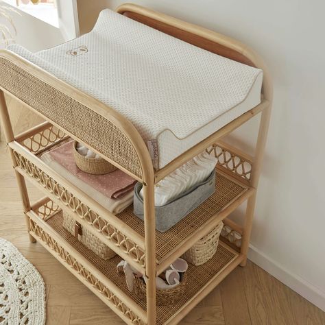 CuddleCo Aria Rattan Baby Changing Unit - Nappy Changing Table with 3 Shelves - Open Storage Changing Station - Handmade Nursery Furniture : Amazon.co.uk: Baby Products