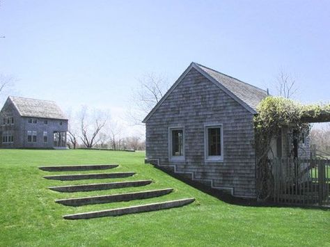 Landscaping On A Hill, Landscape Steps, Houses Architecture, Residential Landscape, Garden Stairs, Outdoor Steps, Garden Walkway, Garden Steps, Outdoor Stairs