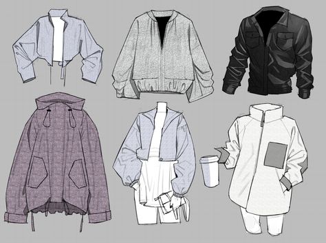 Jean Jacket Reference, Comfy Outfits Drawing Reference, Hoodie Sleeve Drawing Reference, Drawing Jackets Design Reference, Oversized Jacket Drawing Reference, Open Jacket Drawing, Baggy Jacket Drawing, Jacket Outfit Drawing, Oversized Jacket Drawing