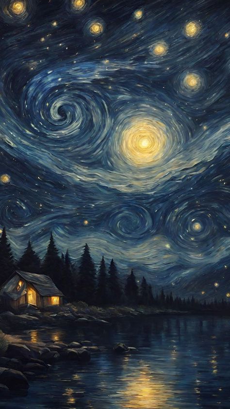 Van Gogh Original Paintings, Stary Stary Night Van Gogh, Night Sky Impressionism, Stary Night Wallpaper Vincent Van Gogh, Starry Night Wallpaper Van Gogh, Stary Night Wallpaper 4k, Starry Night Van Gogh Original, Star Night Van Gogh, Stary Nights Paintings