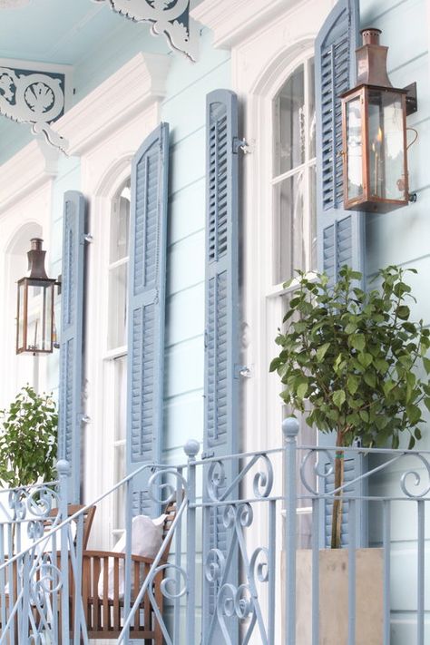 Light Blue House Exterior, Light Blue Houses, White Exterior Houses, Blue Shutters, Diamond In The Rough, Color Celeste, Cottage Exterior, Blue Cottage, Windows Exterior