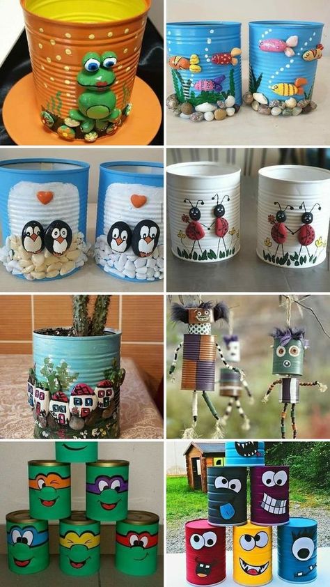 Tin Can Art, Aluminum Can Crafts, Tin Can Crafts, Diy Jar Crafts, Tin Cans, Garden Art Sculptures Diy, Garden Art Projects, Garden Art Crafts, Garden Art Sculptures