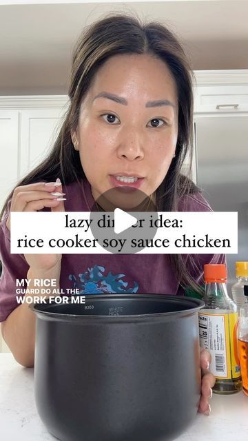 kat chao on Instagram: "that was too easy 😮‍💨 2 cups of white rice 1.5 cup chicken broth 1/2 cup soy sauce 2 tsp minced ginger 2 tsp minced garlic 1-2 tbsp agave 1 tbsp rice vinegar 1 tbsp toasted sesame oil 1 tbsp oyster sauce dash of white pepper place 4-6 chicken thighs on top (make sure they don’t overlap) cook on regular white rice setting #easyrecipes #onepotmeal #ricecookerrecipe #ricecooker #lazydinner #easydinner #mealideas #viralreels" Pressure Cooker Fried Rice, Chicken And Rice In Rice Cooker, Chicken Rice Sauce, Chicken In Rice Cooker, Chicken Rice Cooker Recipes, Rice Cooker Chicken And Rice, Asian White Rice, One Pot Rice Cooker Meals, Rice Cooker Recipes Chicken