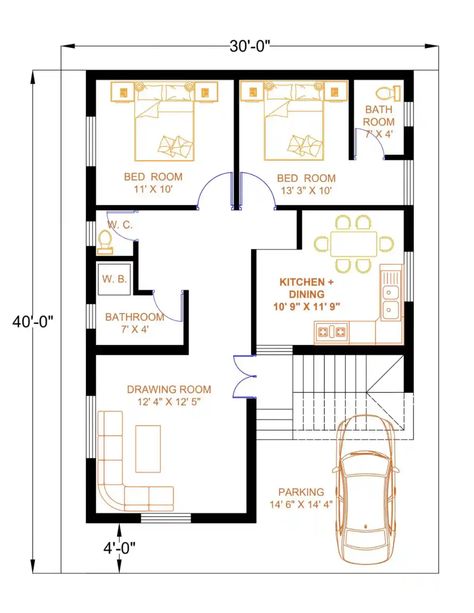 30x40 House Plans | 30*40 House Plan | 30×40 Home Design | 30*40 House Plan With Car Parking 1 30x 40 House Plans, 30x40 House Plans 2 Bedroom, 1150 Sq Ft House Plans, 30×40 Home Design, 30×40 House Plan, 30 By 40 House Plans Design, 40×40 House Plans, 30×30 House Plan, 30 X 40 House Plans Open Floor