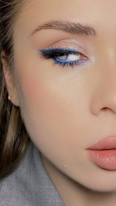 Subtle Formal Makeup, Subtle Blue Makeup, Subtle Blue Eye Makeup, Subtle Blue Eyeshadow, Soft Blue Makeup, Eye Makeup Blue Dress, Wedding Makeup Blue, Prom 23, Wedding Guest Makeup