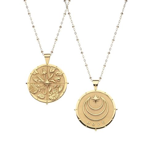 HOPE JW Original Pendant Coin Hand Jewelry Rings, Jewelry Brands, Pendant Bails, The Four Seasons, Jewelry Lookbook, Affordable Jewelry, Coin Necklace, Coin Pendant, Gold Plated Chains