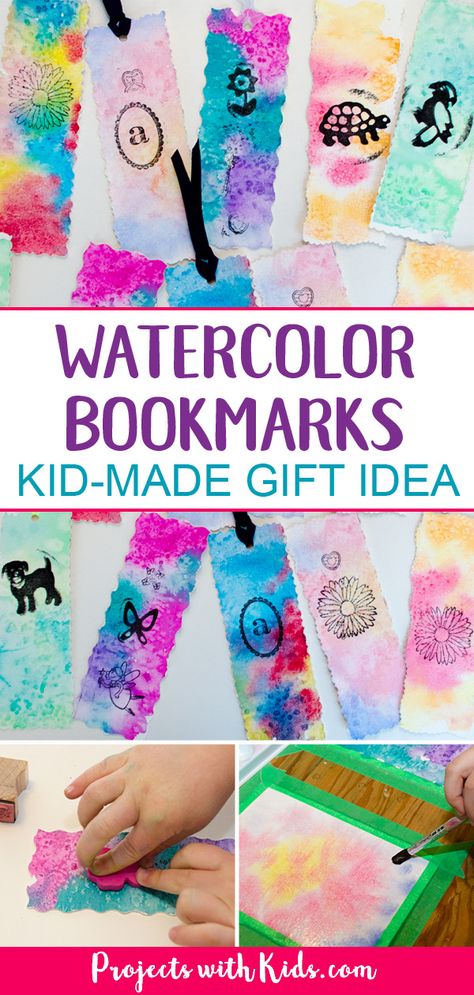 These beautiful watercolor bookmarks are easy to make with simple watercolor techniques that produce amazing results. A wonderful art project for kids of all ages that make a great handmade gift idea for Mother's Day, Father's Day or any occasion! #watercolorpainting #diybookmarks #diygifts #projectswithkids Decorative Scissors, Homemade Bookmarks, Simple Watercolor, Bookmark Craft, Watercolor Bookmarks, Unique Watercolor, Bookmarks Kids, Diy Toddler, Mothers Day Crafts For Kids