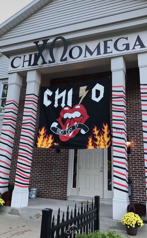 Rock N Roll Sorority Theme, Rock And Roll Bid Day Theme, Rock And Roll Bid Day, Semi Formal Themes, Sorority Recruitment Themes, Phi Sigma Pi, Sorority Themes, Rock Music Festival, Recruitment Themes